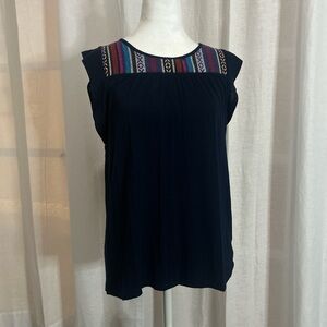RXB Dark Blue Top with Multicolor Embroidery